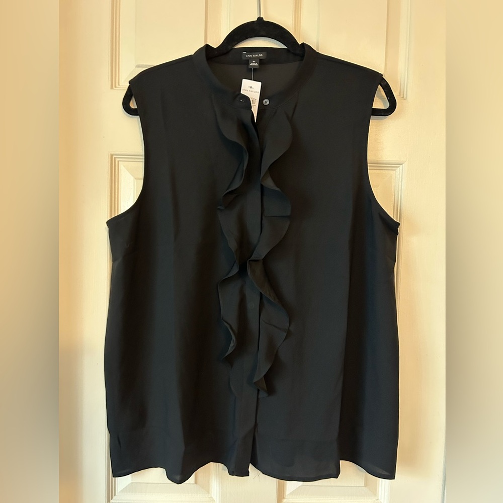Ann Taylor, black sleeveless blouse
